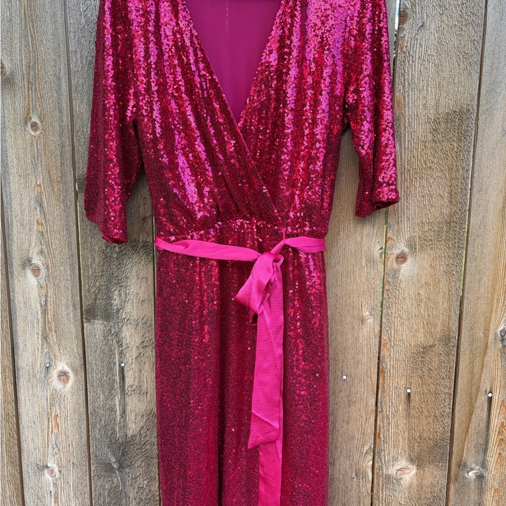 Lane Bryant Pink Sequin Wrap Dress